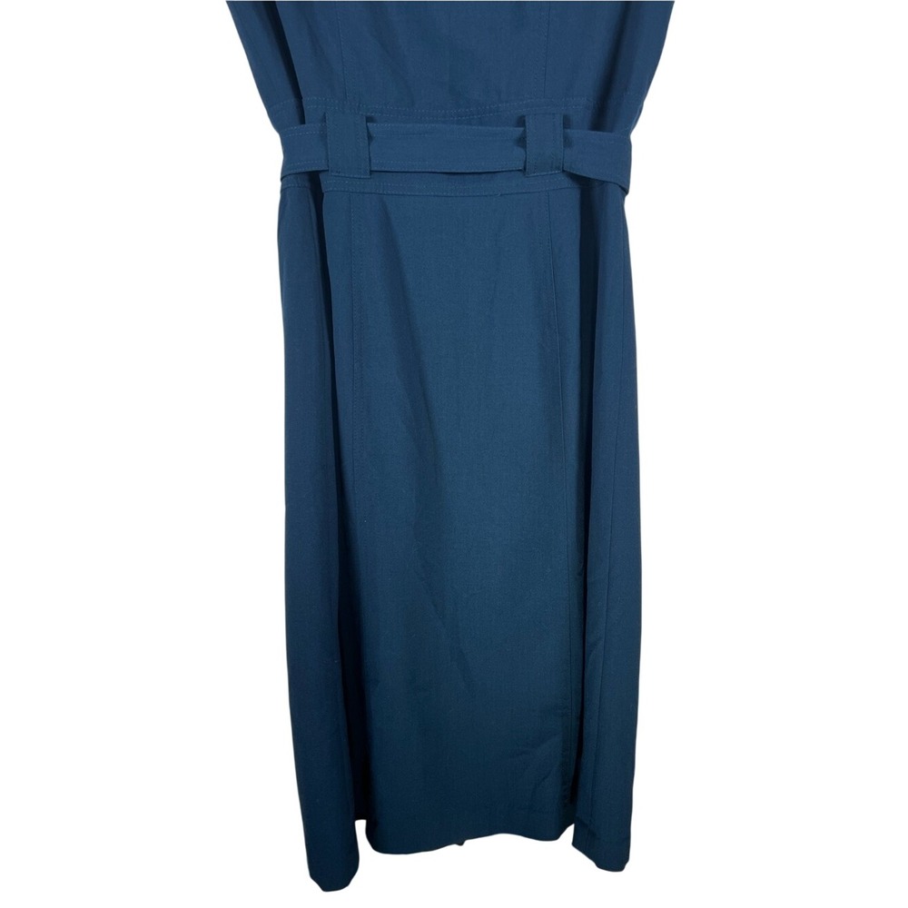 Sandra Darren Teal Button-Front Belted Midi Sheath Dress - Fits Like Size 8 - Picture 6 of 9